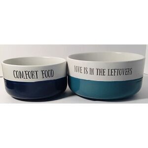 Bella Maison Ceramic Bowls w/ Saying “Love Is In The Leftovers” “Comfort Food”